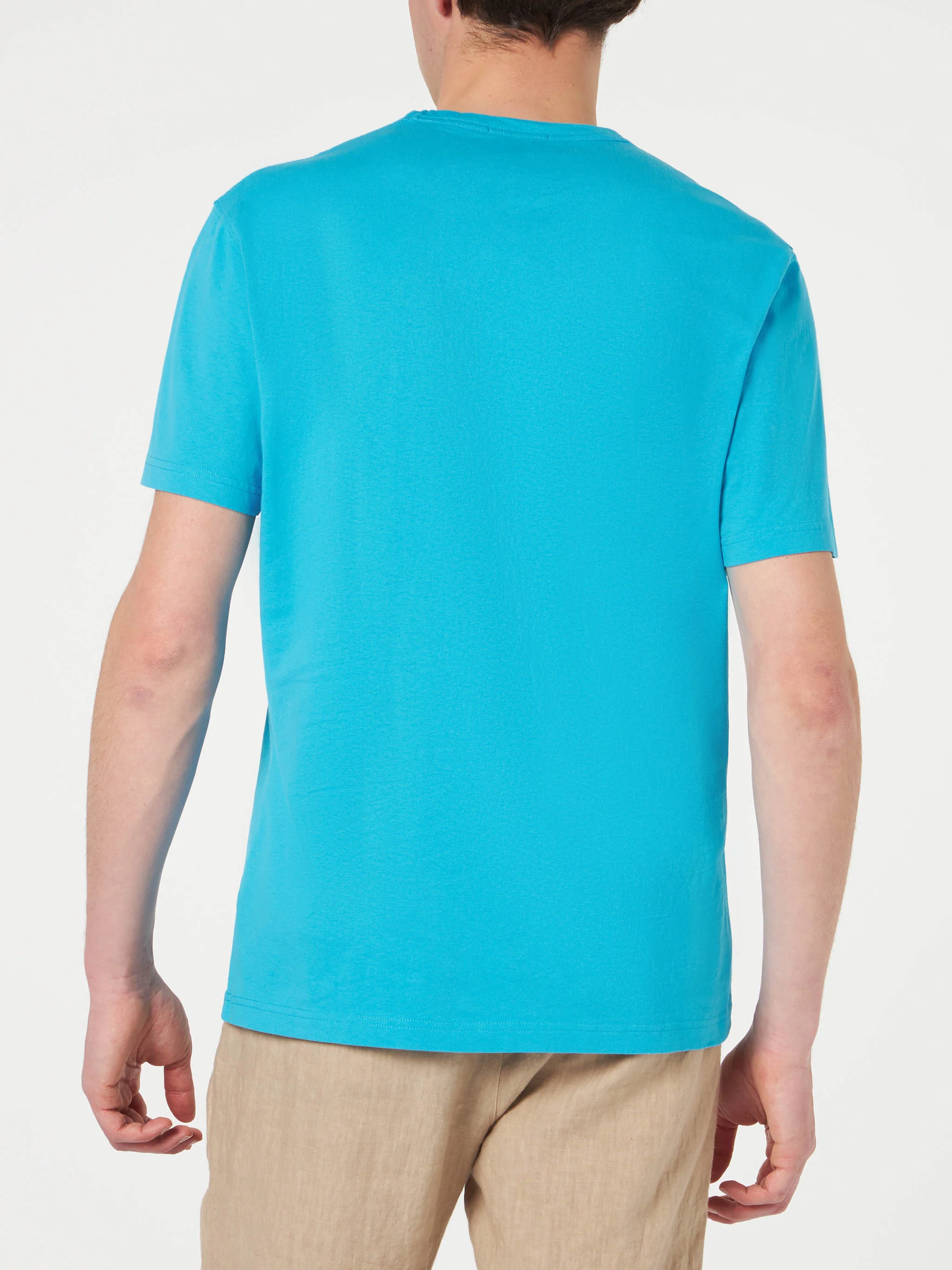 Blauw katoenen heren T-shirt