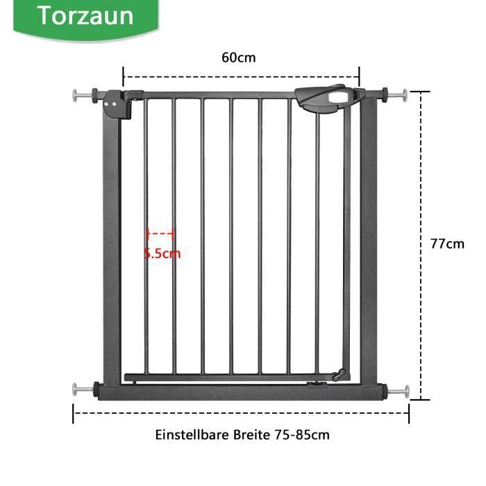 Aufun 75-85 cm Wide Child Safety Gate with Automatic Closing, 180° Opening in Both Directions, Black