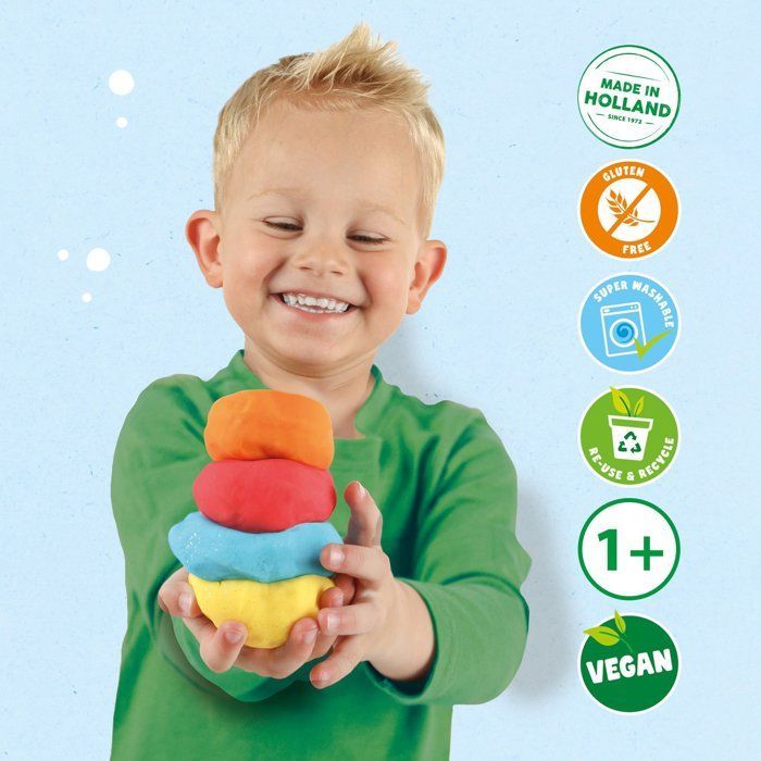 Feel Good Modeling Clay - SES Creative - Dough - Sparkling (4 x 90g) - Made in the Netherlands - Baby Sensory Activity - Age: 1+