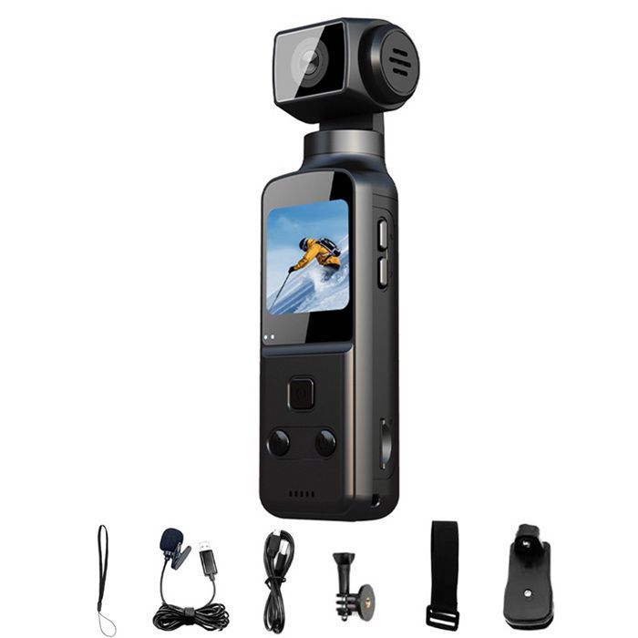 Cámara de acción 4K UHD - Lente giratoria de 270°, WiFi, pantalla de 1,3