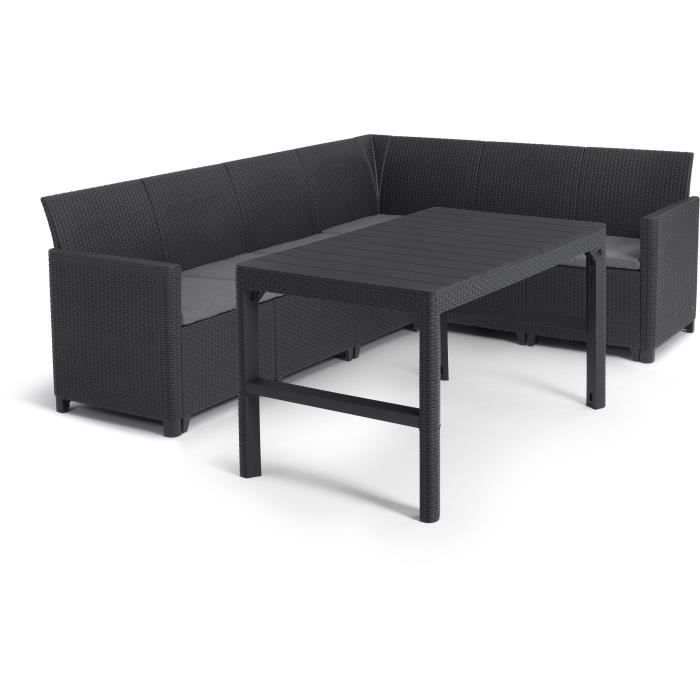 Conjunto de muebles de jardín 2 en 1 con mesa de centro - resina - Allibert by KETER - 6 personas - SanRemo - Gris grafito