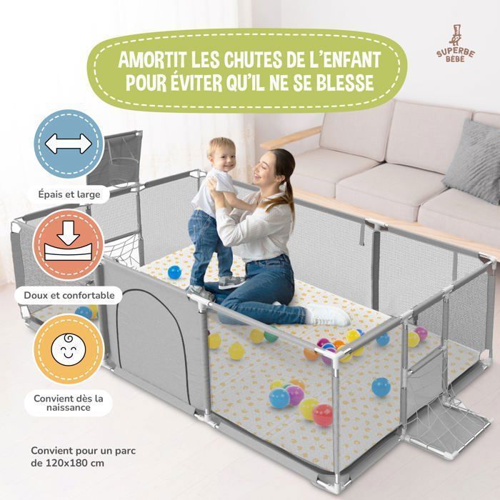 Tapis d'éveil pliable réversible et imperméable - 180x120x1cm | Tapis de jeu enfant en mousse - PURE BIG LOVE | SUPERBE BEBE