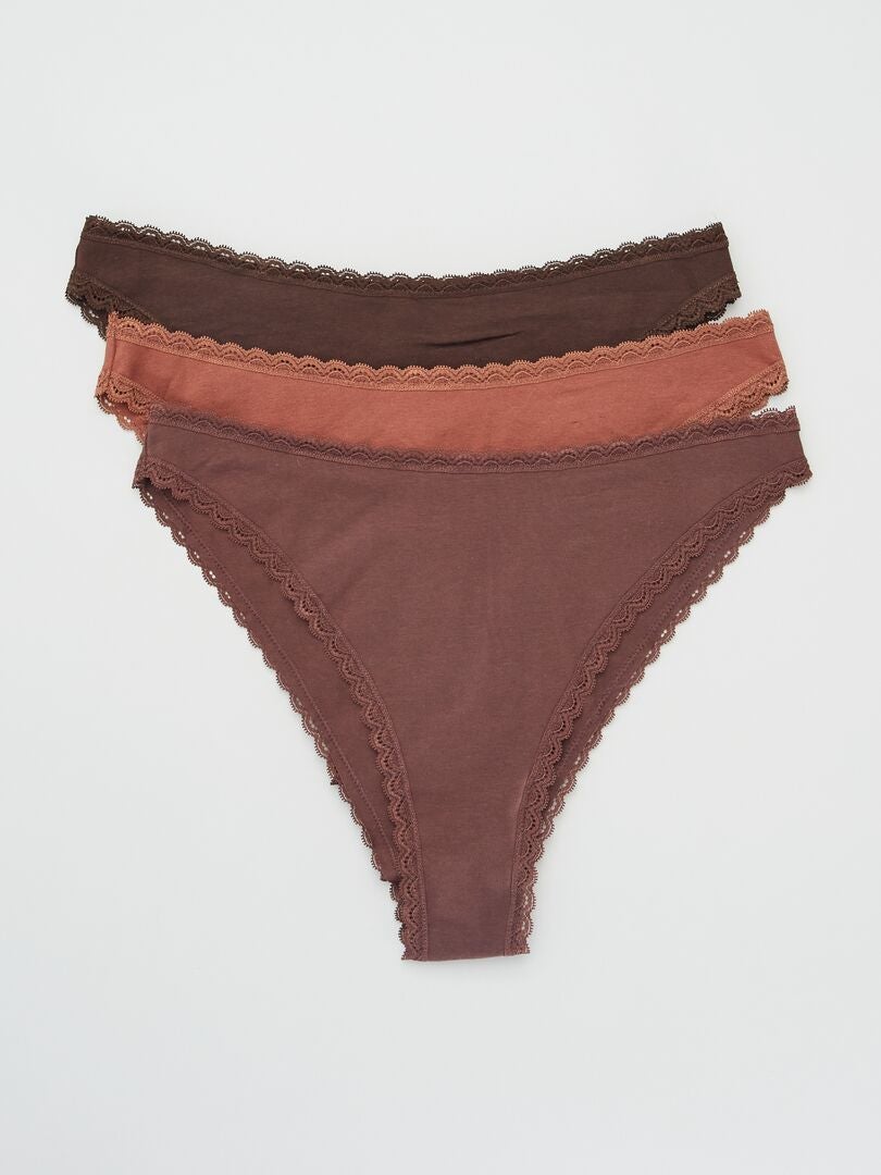 Set van 3 teenslippers - chocolade