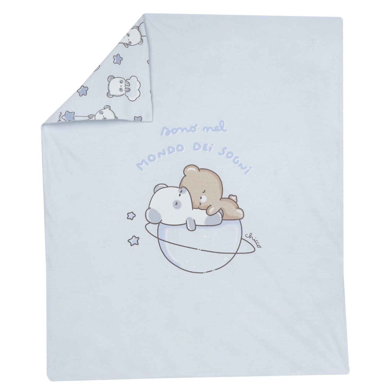 Blauwe teddybeer kinderwagen deken