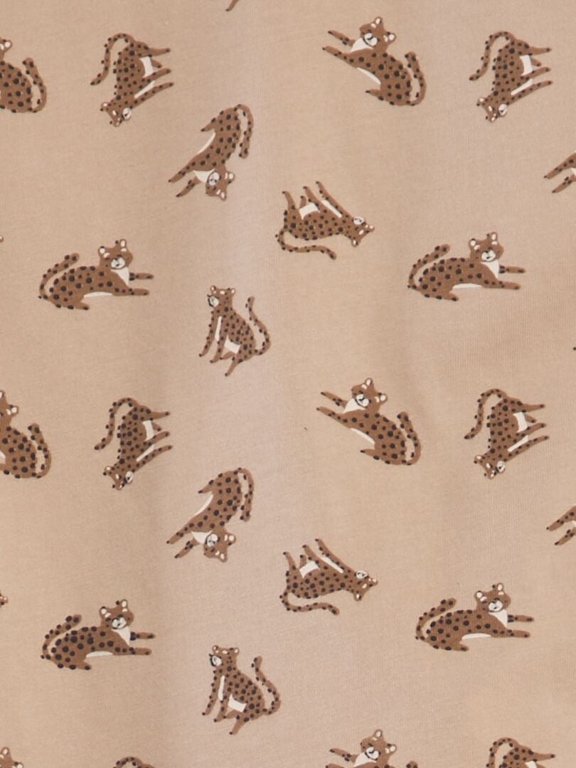 Korte pyjamaset: t-shirt en short - 2-delig - BEIGE