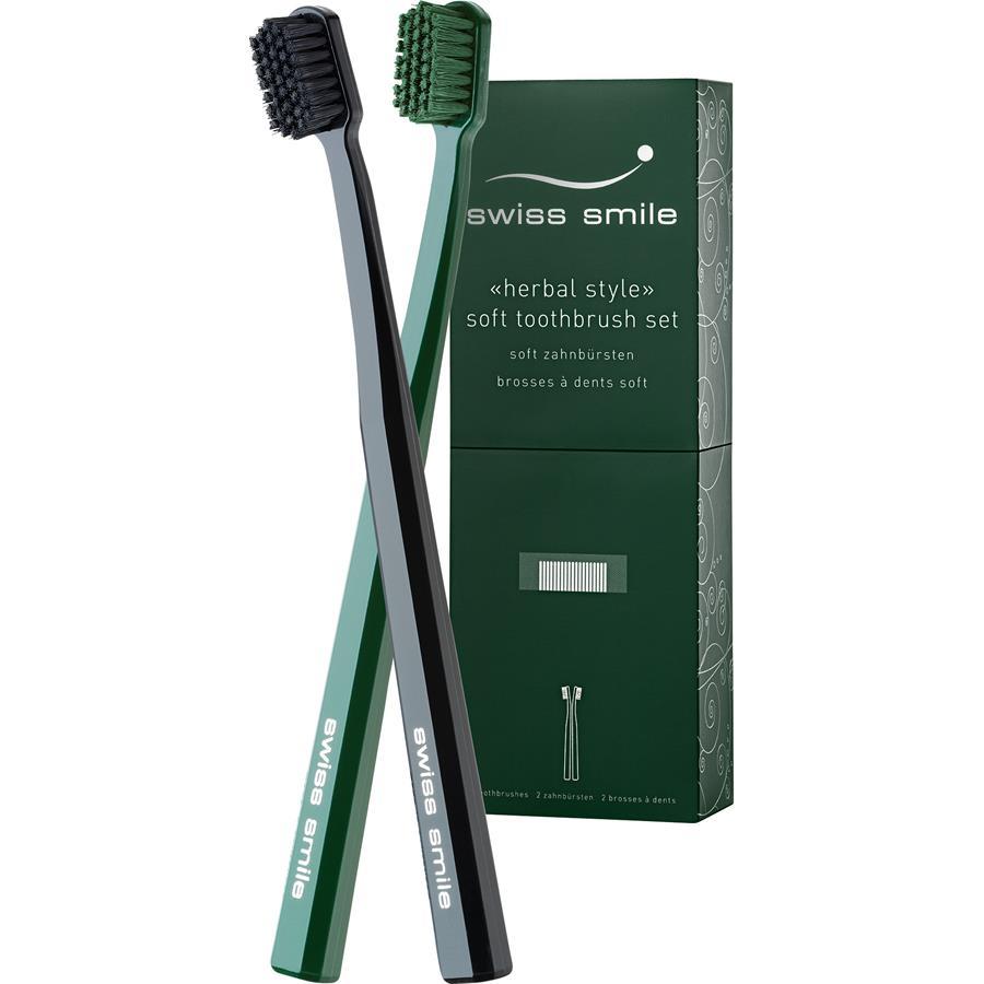 Swiss Smile set četkica za zube s biljnim efektom – 1 zelena četkica za zube + 1 crna četkica za zube
