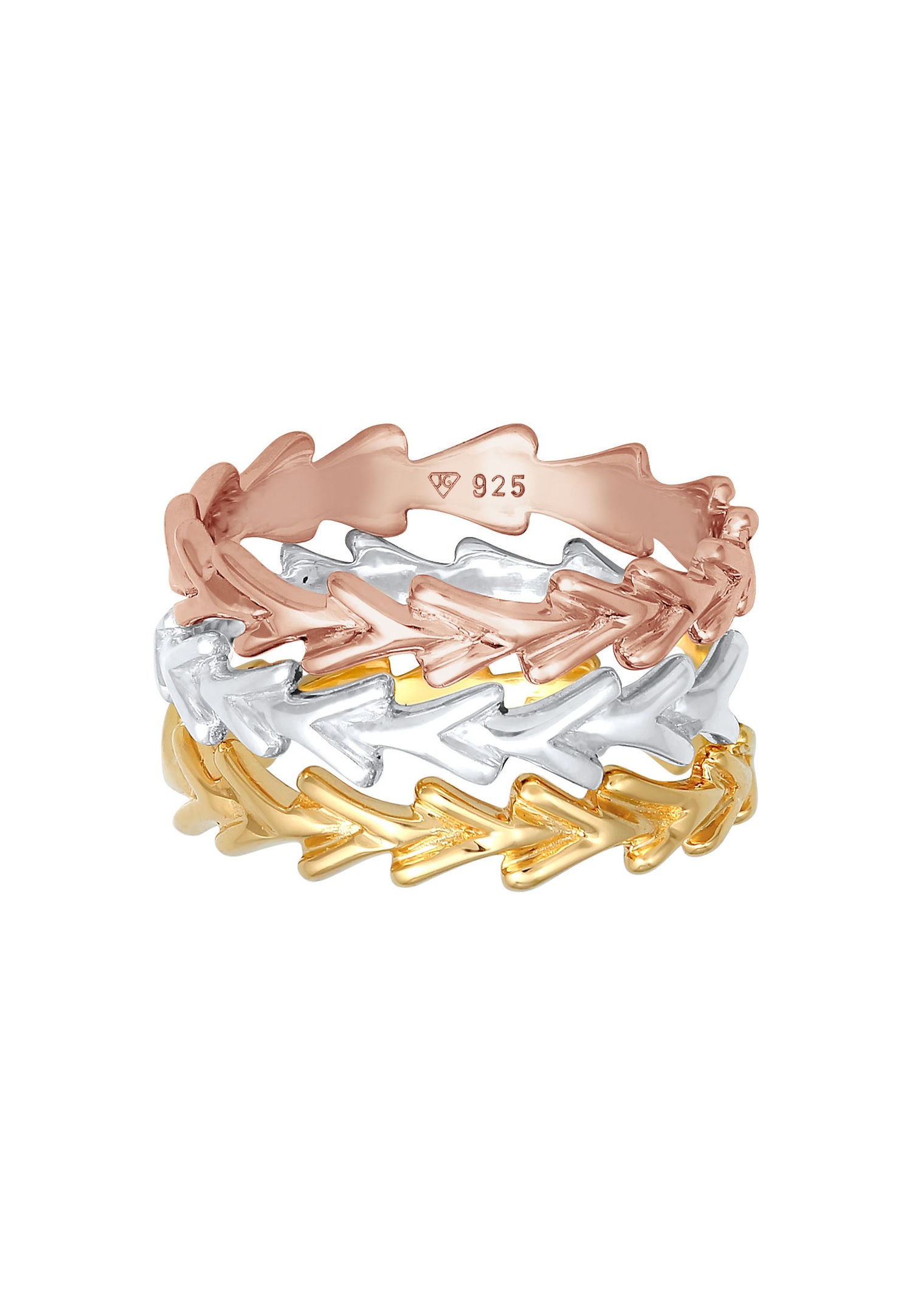 Elli Femmes pile tricolore Set de 3 en argent sterling 925