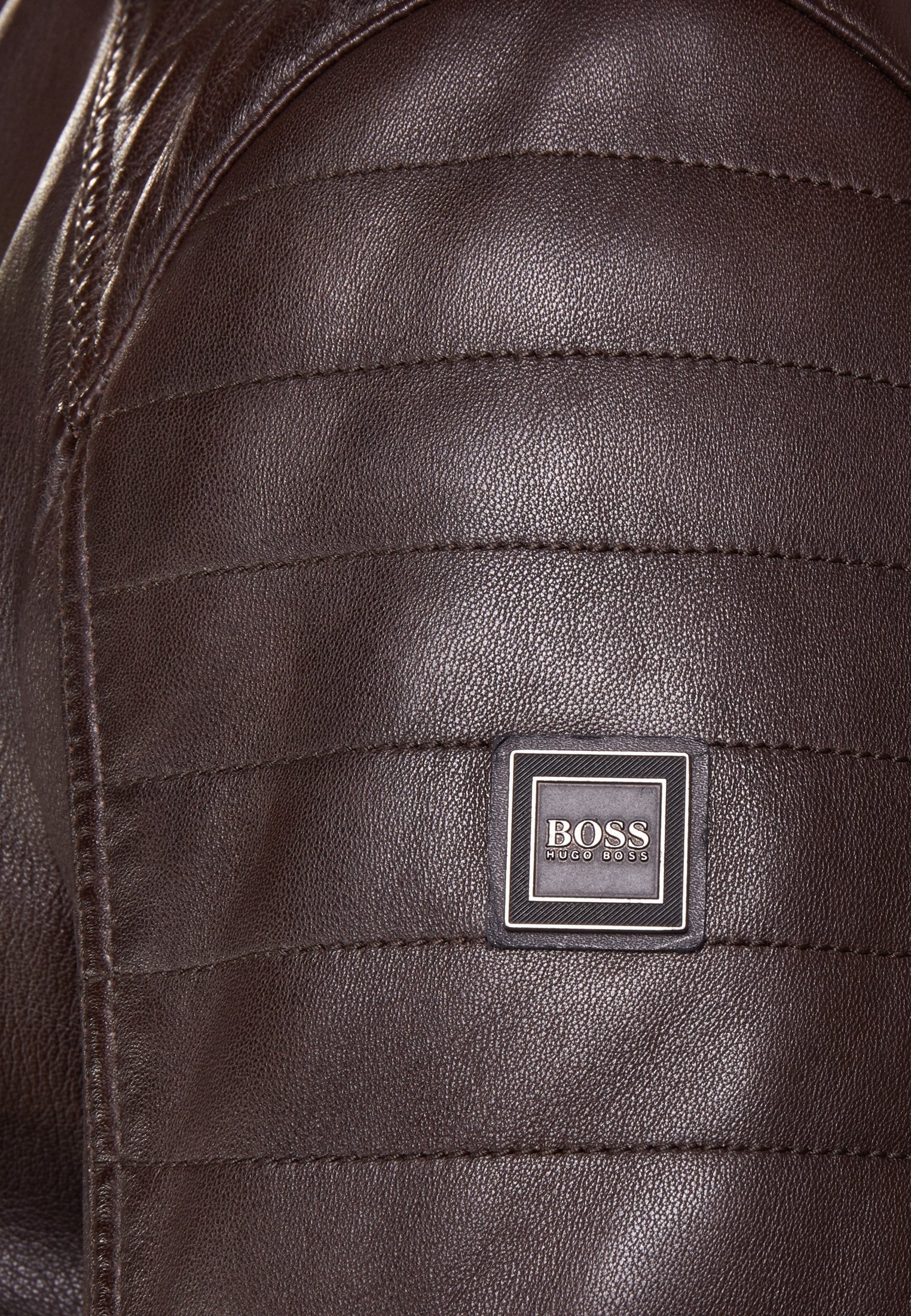 BOSS CASUAL leren jas - donkerbruin