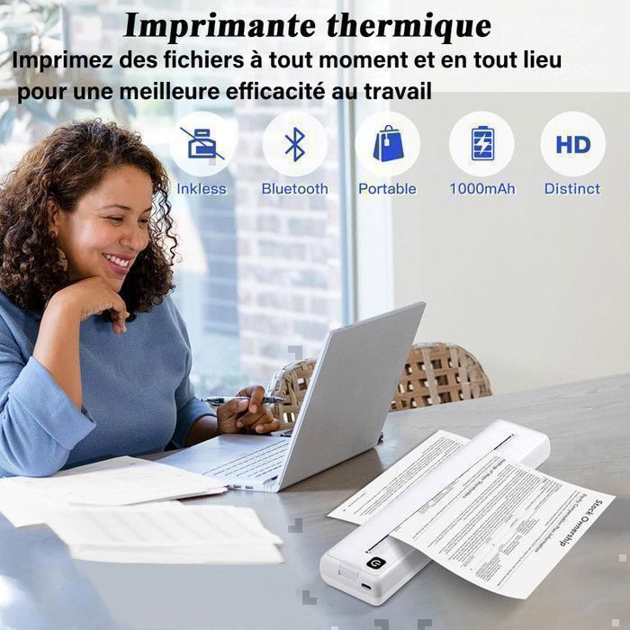 Impressora Bluetooth com 100 folhas de papel A4 (210 x 297 mm), impressora térmica, compatível com Android, iOS e Windows.
