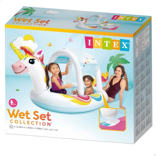 Piscină Intex Unicorn cu acoperiș detașabil și aspersor cu apă