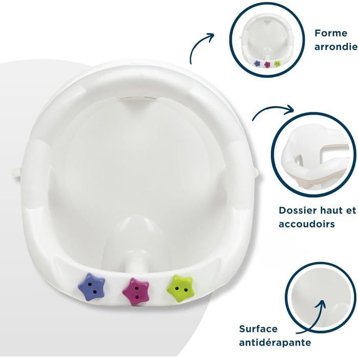 Cómoda silla de baño para bebés con aro de juego - Instalación rápida y estable - Para niños de 7 a 16 meses