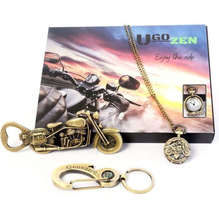 Ouvre Bouteille Décapsuleur - UGOZEN - Moto - Coffret Cadeau - Noir - 1 pièce - Design Contemporain