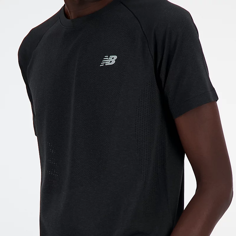 Gebreid T-shirt voor heren - ZWART