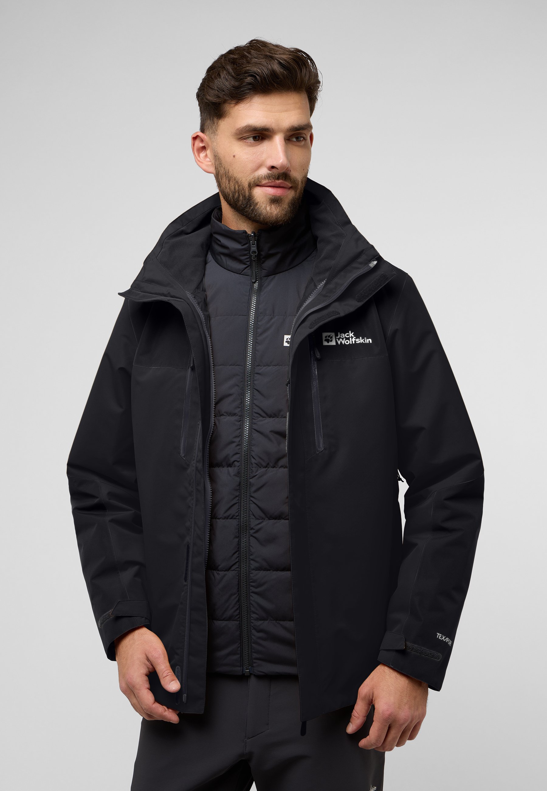 Jack Wolfskin JASPER 3IN1 - Kurtka wodoodporna - czarna