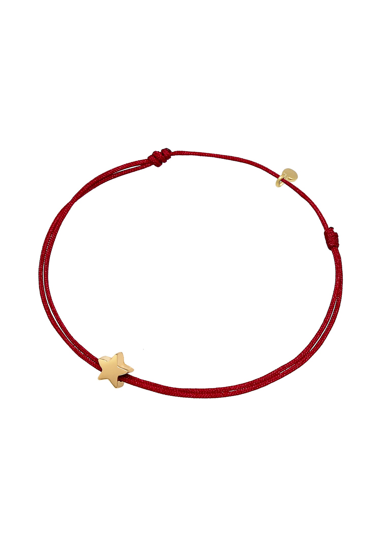 Elli Femmes symbole étoile astro avec nylon rouge foncé en Argent Sterling 925 plaqué Or
