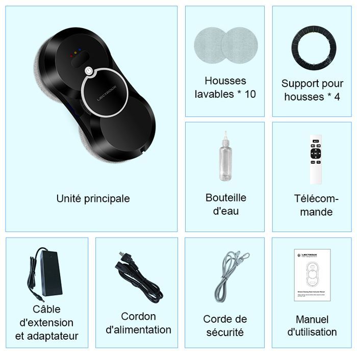 LIECTROUX HCR-10 Robot lavavetri - Nero - 2800 Pa - Serbatoio da 30 ml - Pulizia auto - Robot lavavetri intelligente e autonomo