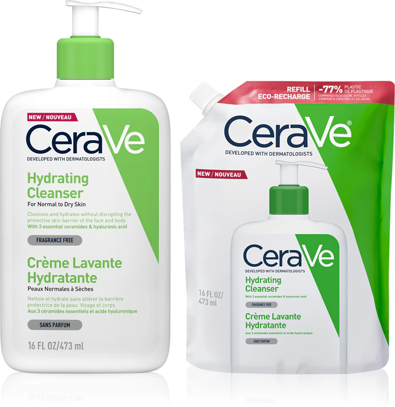 Čisticí emulze CeraVe Sustainable Hydrating Cleanser Kit v praktickém balení