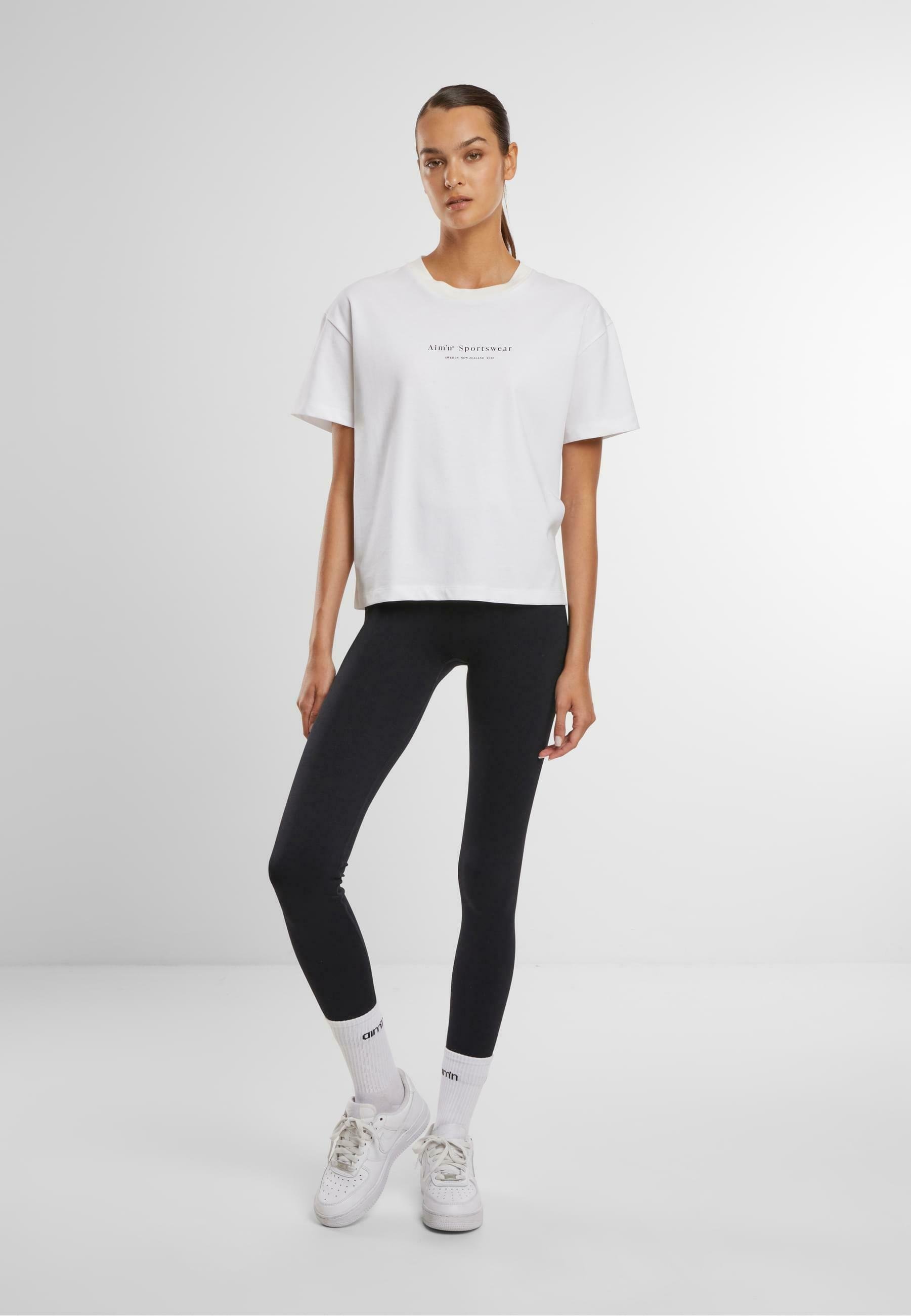 aim'n® SERIF BOYFRIEND - T-shirt imprimé - blanc