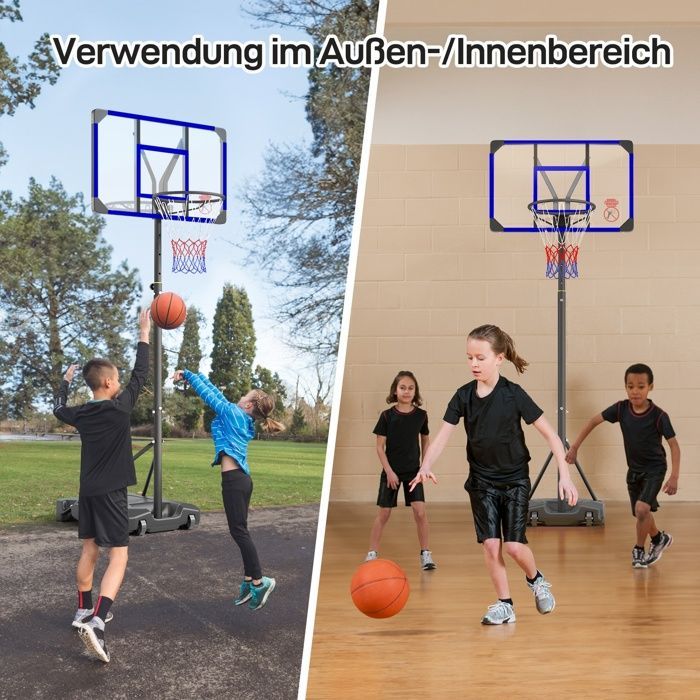 Freestanding Basketball Hoop, Adjustable Height 147-260CM, Portable for Children/Adults, Indoor/Outdoor Use