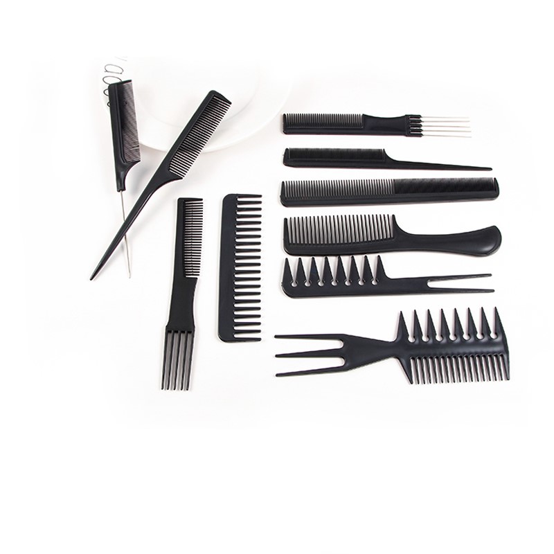 10 Style Anti static Hairdressing DeStraight Hair Brushes Barber Hair Cutting Salon Black Hair Brush Slim Line Teasing