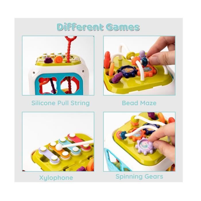 Baby Toy - 7-in-1 Activity Cube - Sensory - Motor Skills - Musical Xylophone