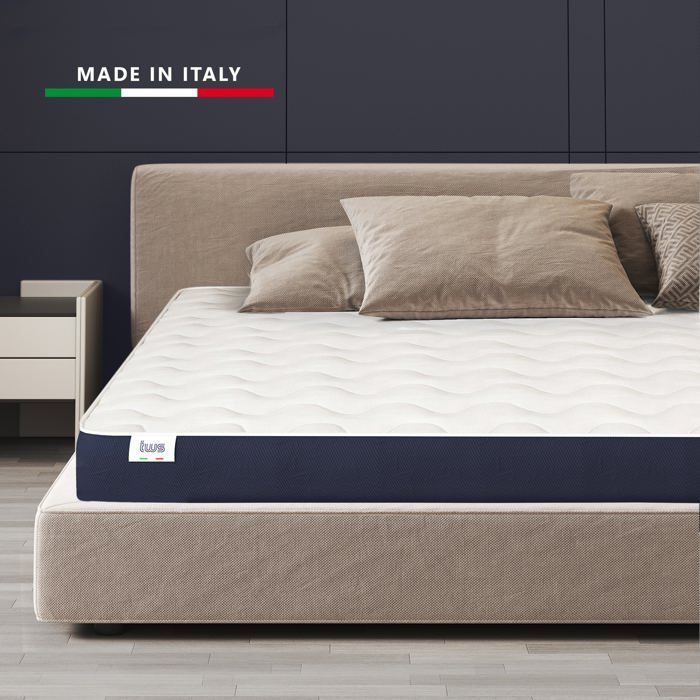 120x190 cm hypoallergenisk vandskummadras - 10 cm tyk - Åndbart 3D-stofbetræk - Fremstillet i Italien