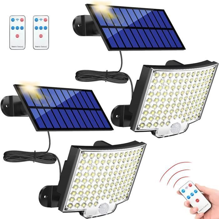 Buitenlamp op zonne-energie met bewegingssensor, 106 LED's, 2 stuks, IP65 waterdicht, 120° verlichtingshoek met 5 meter kabel