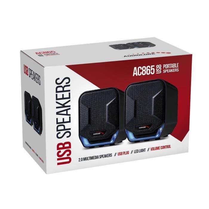 Audiocore AC865 B 6W Blau & Schwarz USB-Computerlautsprecher – Hohe Qualität – Natürlicher Klang – Modernes Design
