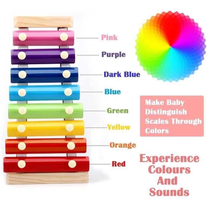 Xylophone Jouets Knock Piano, Instrument de Musique Xylophone en Bois pour Les Enfants