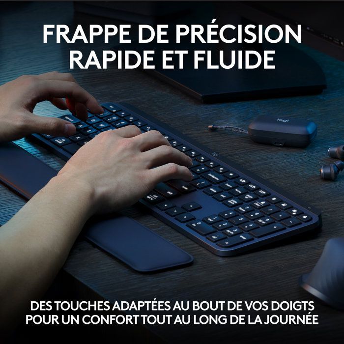 Toetsenbord - Draadloos - Logitech - MX Keys S Plus - AZERTY - Polssteun - Zwart