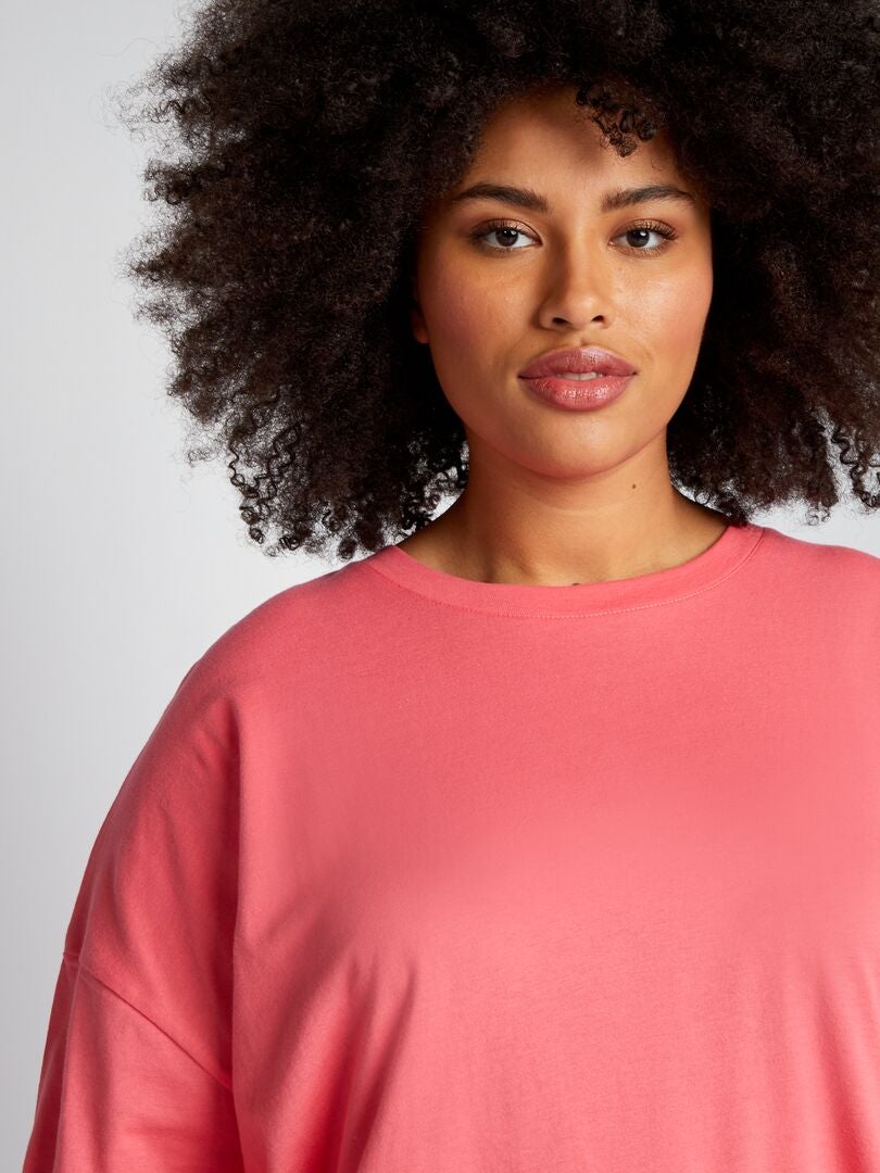 Camiseta longa de malha lisa - ROSA