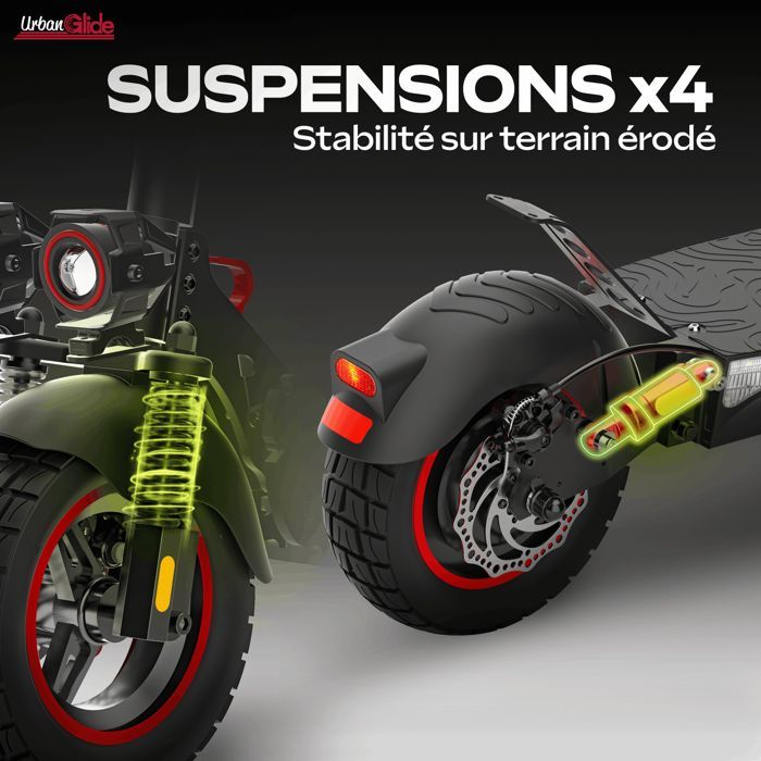 UrbanGlide eCross One Red – Foldable electric scooter, 25 km/h top speed, 50 km range, and 10