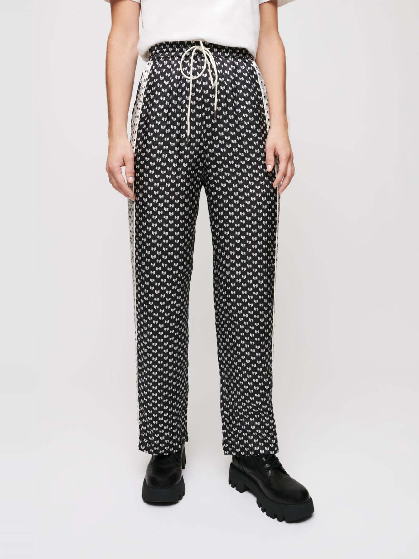 Pantaloni de pijama cu imprimeu cu fundă - Noeuds Noir