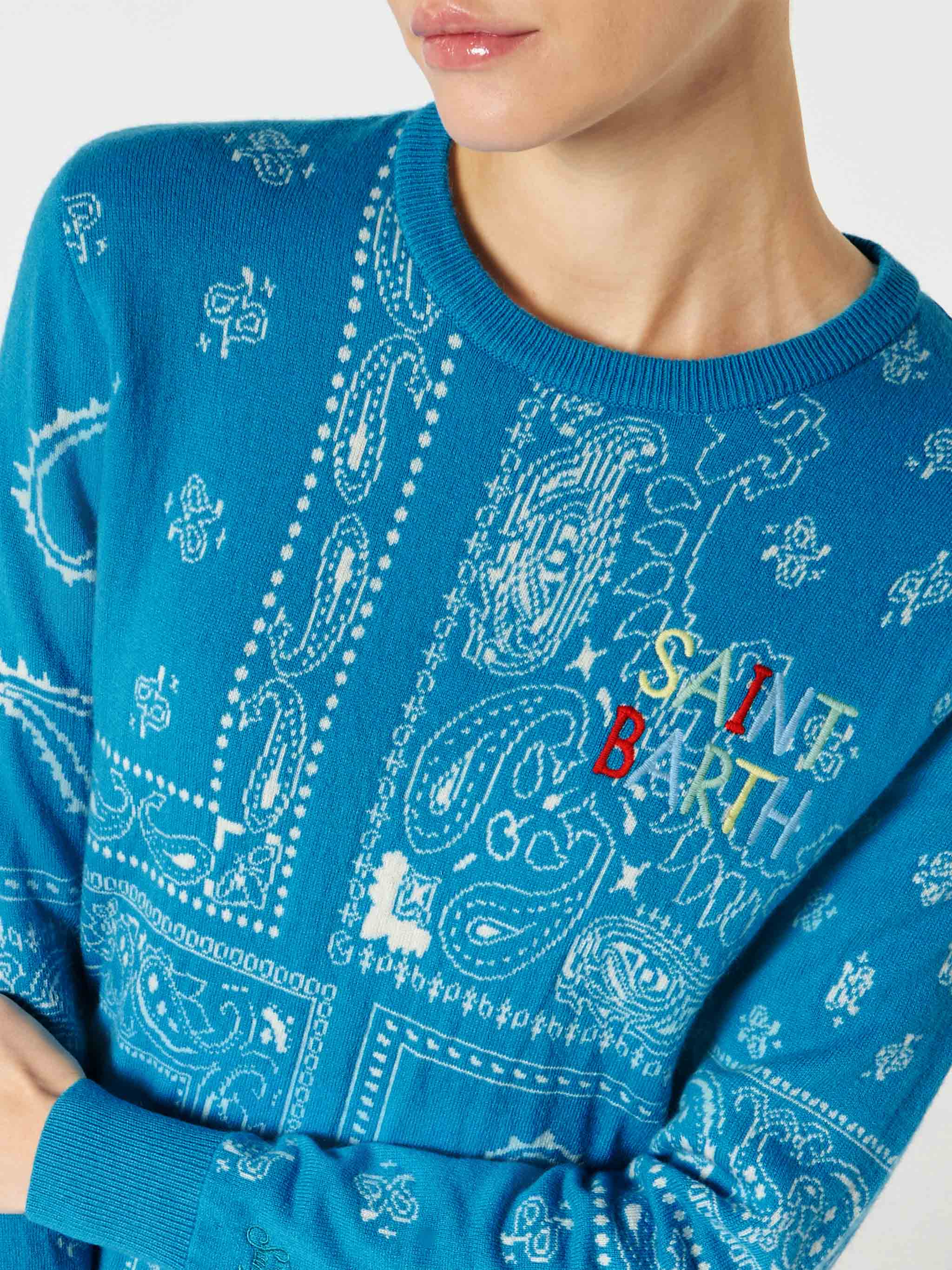 Pull pour femme avec imprimé bandana et broderie Saint Barth