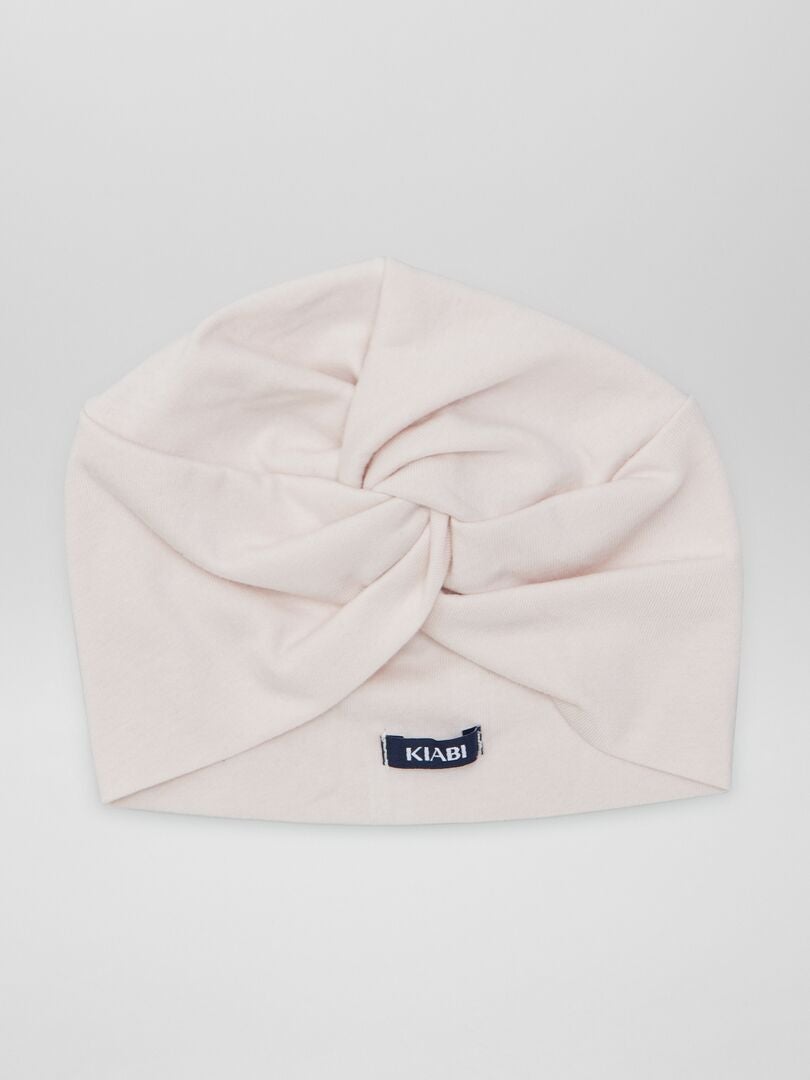 Dzianinowa czapka turban - RÓŻOWA