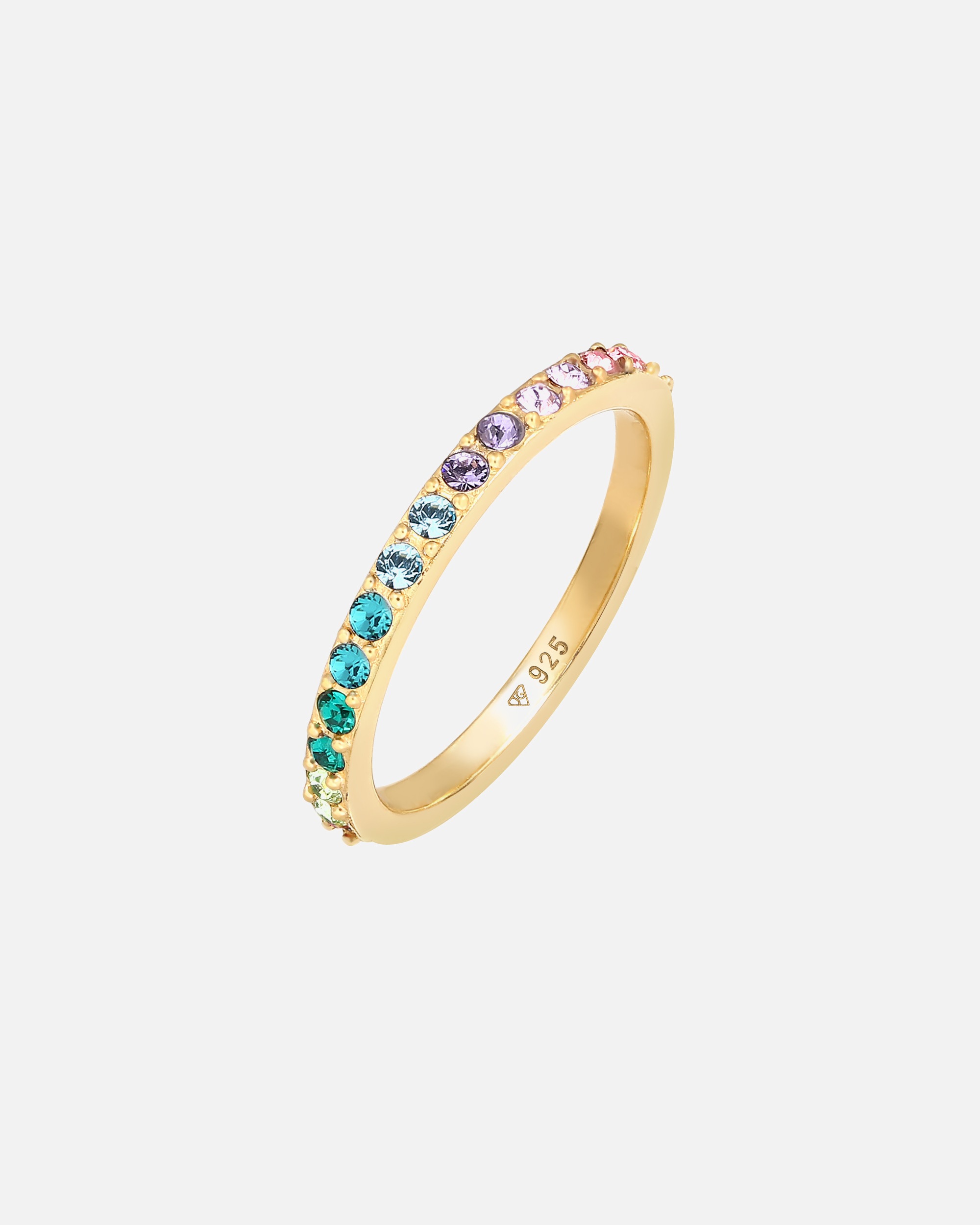 Elli Femmes Bande Arc-en-ciel Multicolore Élégant Tendance avec Cristaux en Argent Sterling 925