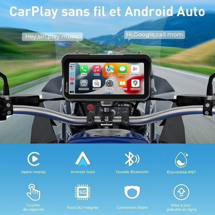 Autorradio Carpuride W603, pantalla para motocicleta de 6.3