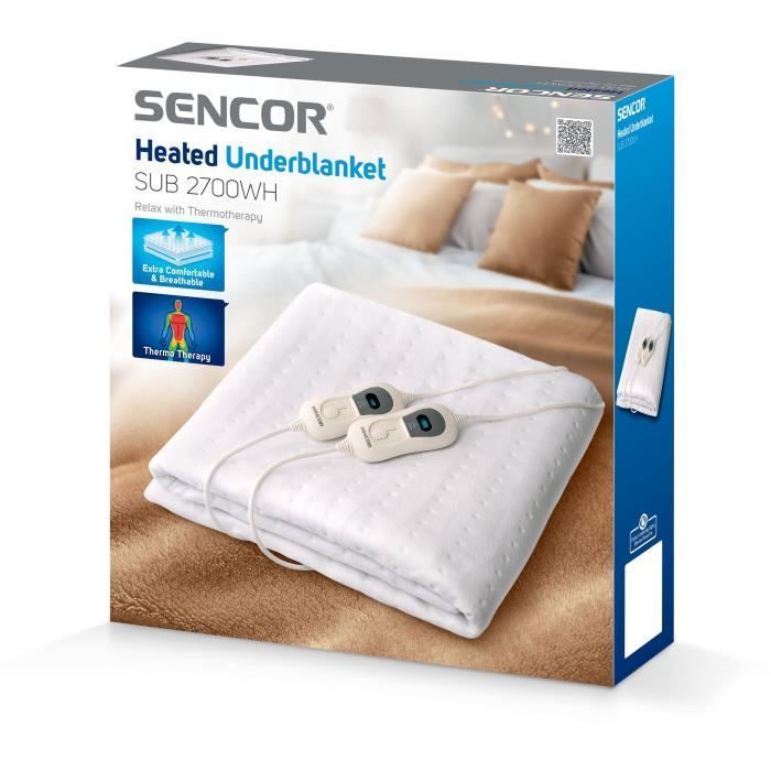 Manta eléctrica - SENCOR - SUB 2700WH - 120W - 3 temperaturas - Blanca