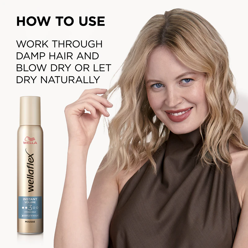 Mousse capilar Wella Wellaflex Instant Volume Boost para dar volume aos cabelos.