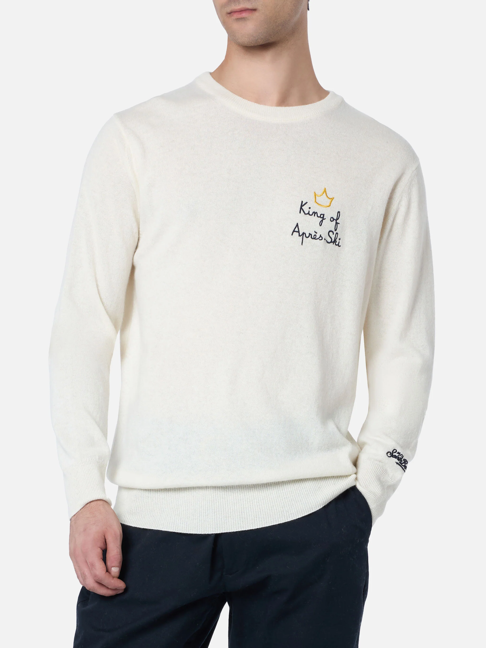 Jersey blanco de hombre Heron con bordado 