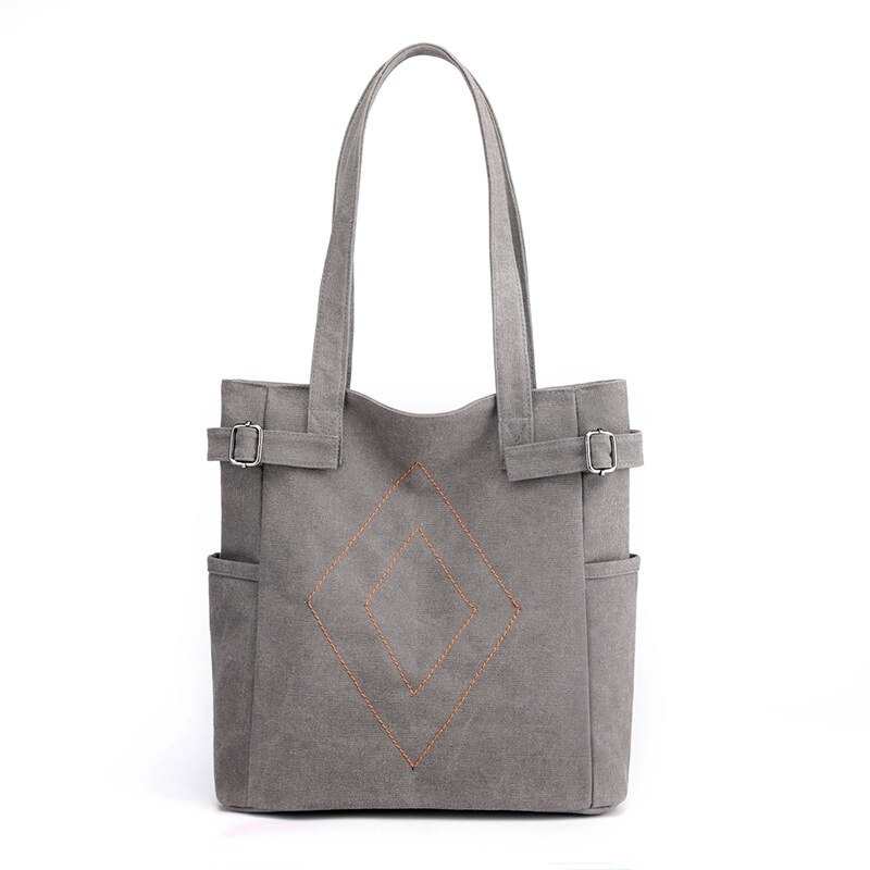 Sac cabas coréen simple et rétro grande capacité en toile pour femme, sac de courses à main avec bandoulière.