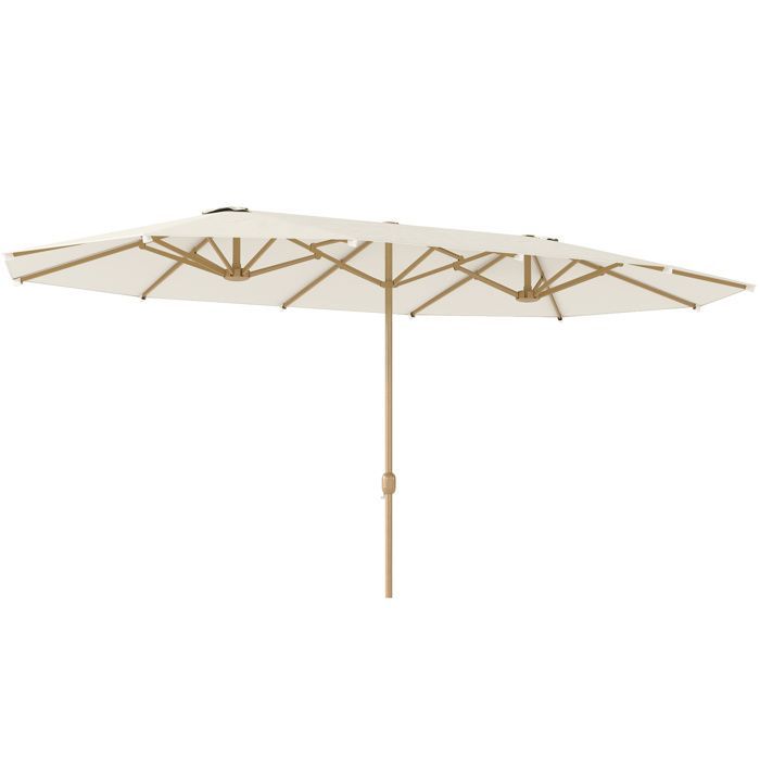 Sombrilla doble de jardín - Outsunny - 455 x 265 cm - rectangular, con manivela, poliéster de 180 g/m² - protección solar UPF30+ - beige