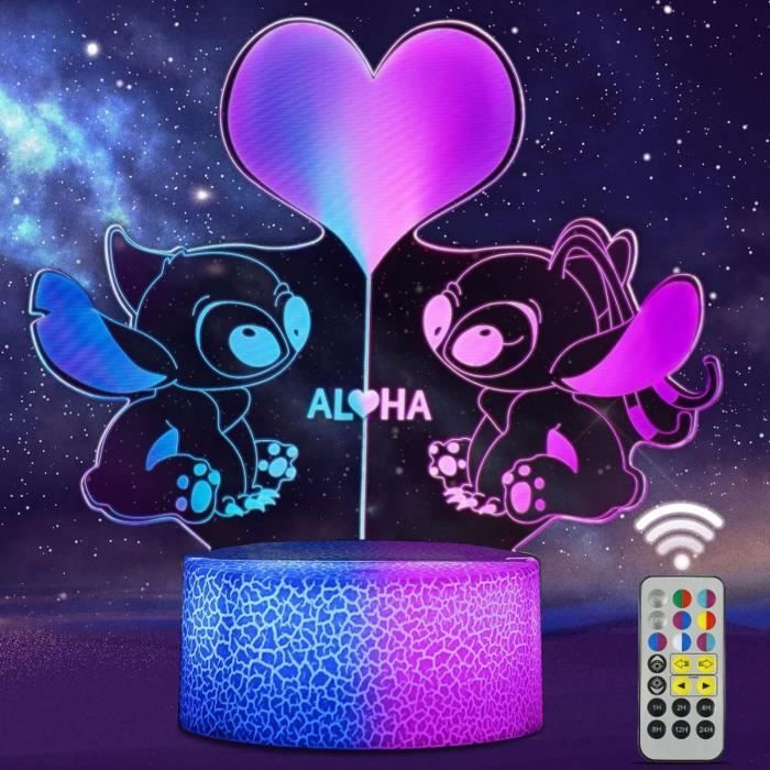 Lámpara navideña KENLUMO Stitch para niños, regalo para niñas, lámpara de mesita de noche LED con control remoto, cambio de color táctil, luz nocturna decorativa