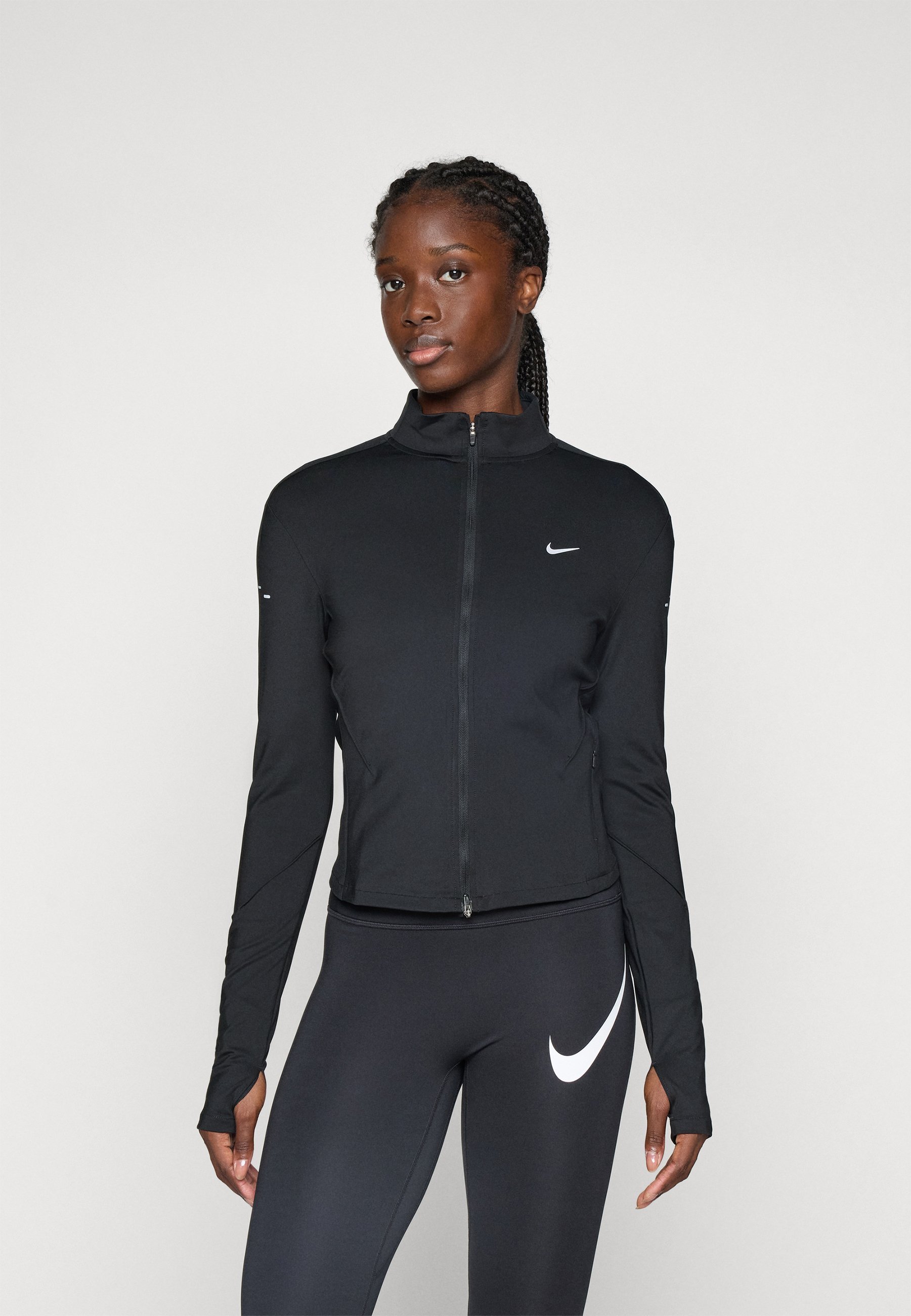 Nike Performance SWIFT - Kurtka do biegania - czarna/srebrna odblaskowa