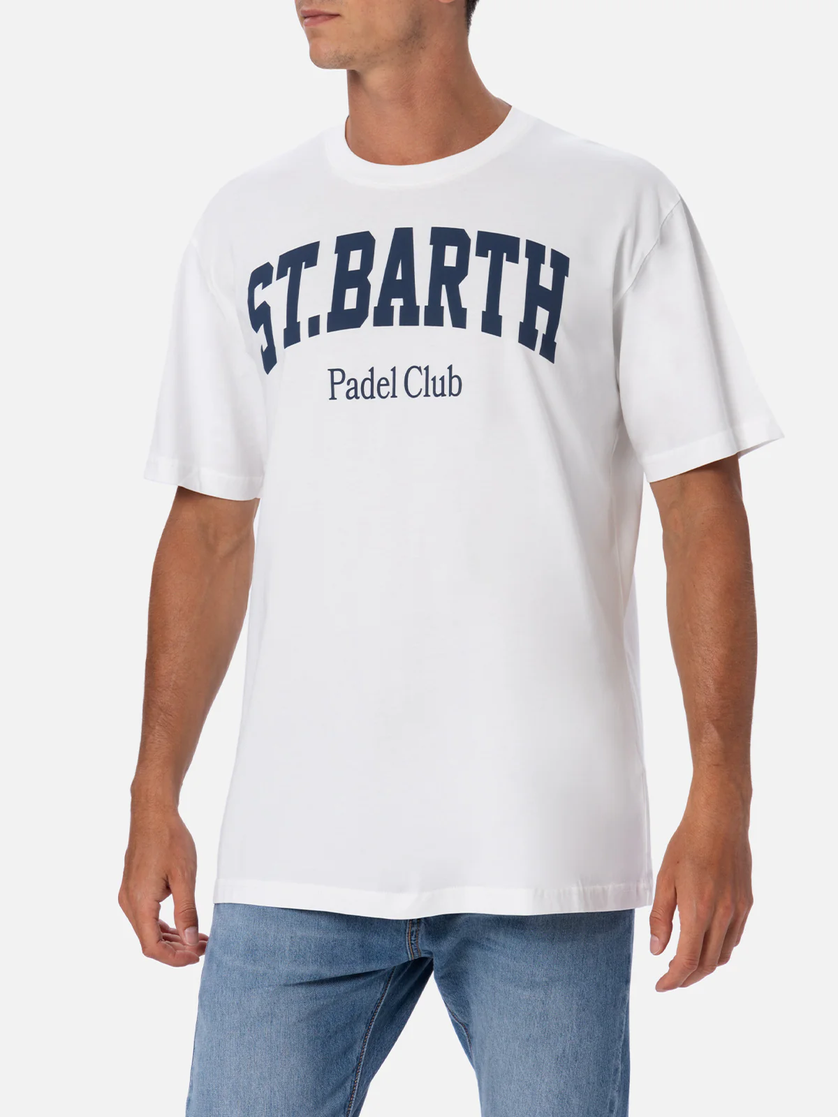 T-shirt van katoen voor heren van de St. Barth Padel Club met opdruk.