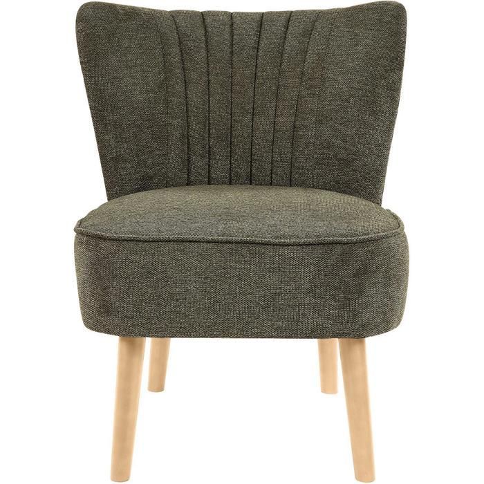 MARCEL Armchair, Khaki Green - Fabric seat, Black Metal legs