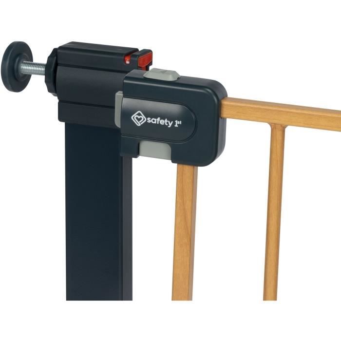 SAFETY 1st Cancelletto di sicurezza per bambini Easy Close con effetto legno, 73-80 cm - montaggio a pressione, senza viti o forature - (max. 136 cm)