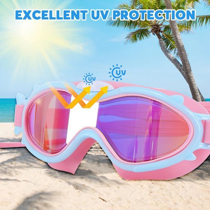 Gafas de natación para niños, gafas de piscina infantiles con juntas de silicona a prueba de fugas y protección UV.