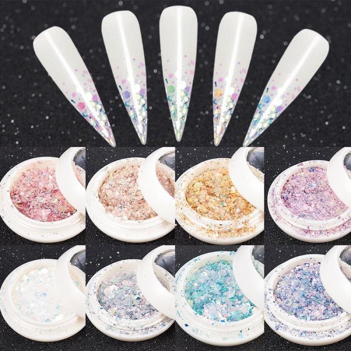 Poudre pour ongles 2 g, nouvelles couleurs éclatantes et de qualité supérieure mélangées, pour décoration et manucure, pour femmes et ongles à faire soi-même.