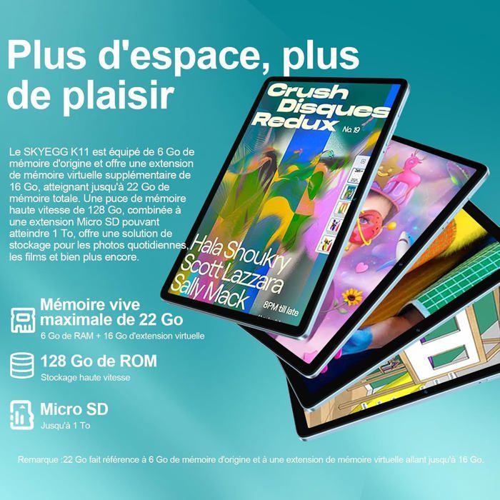 Tablette Tactile - ETHNICS ORIGINS - K11 - Android 14 - 22 Go RAM - 128 Go Stockage Extensible